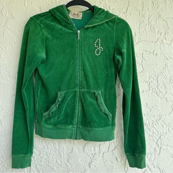 JUICY COUTURE Hoodie Jacket Women XS  Vintage Y2K Kelly Green - Picture 1 of 10